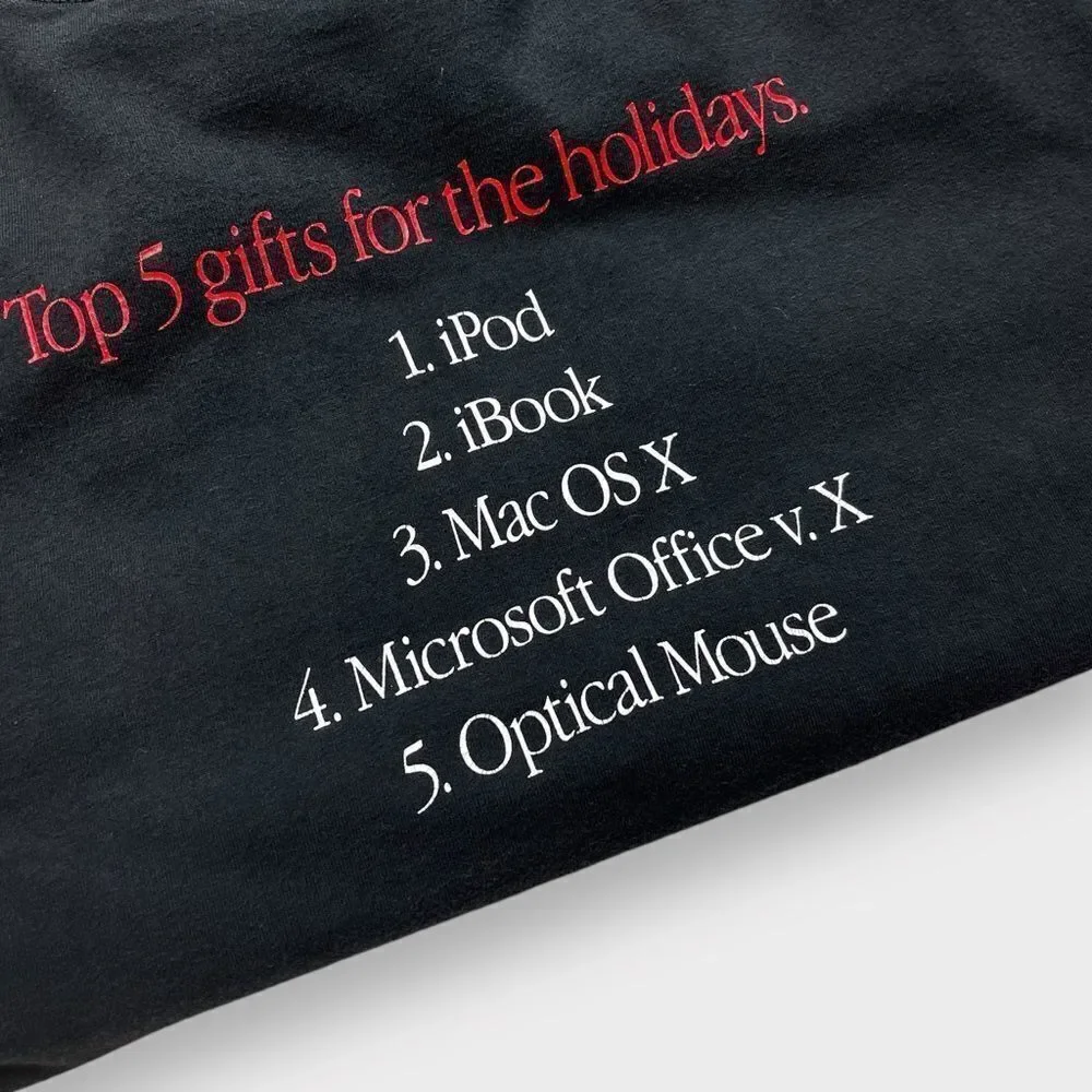Vtg Y2K Apple Top 5 Holiday GIfts Shirt, 2-Sided Promo, iPod iBook Mac Xmas 2XL - Picture 6 of 6